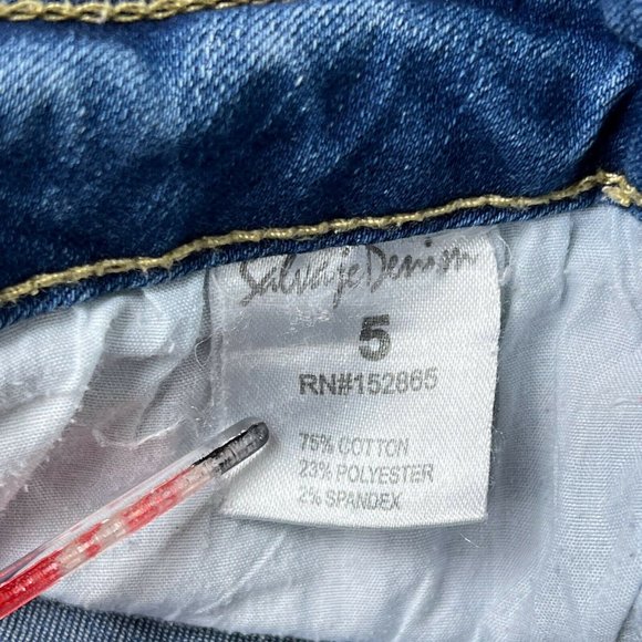 Salvaje Denim Distressed Mid Rise Stretch Denim Skinny Raw Released Hem Jeans 5 - Picture 10 of 10